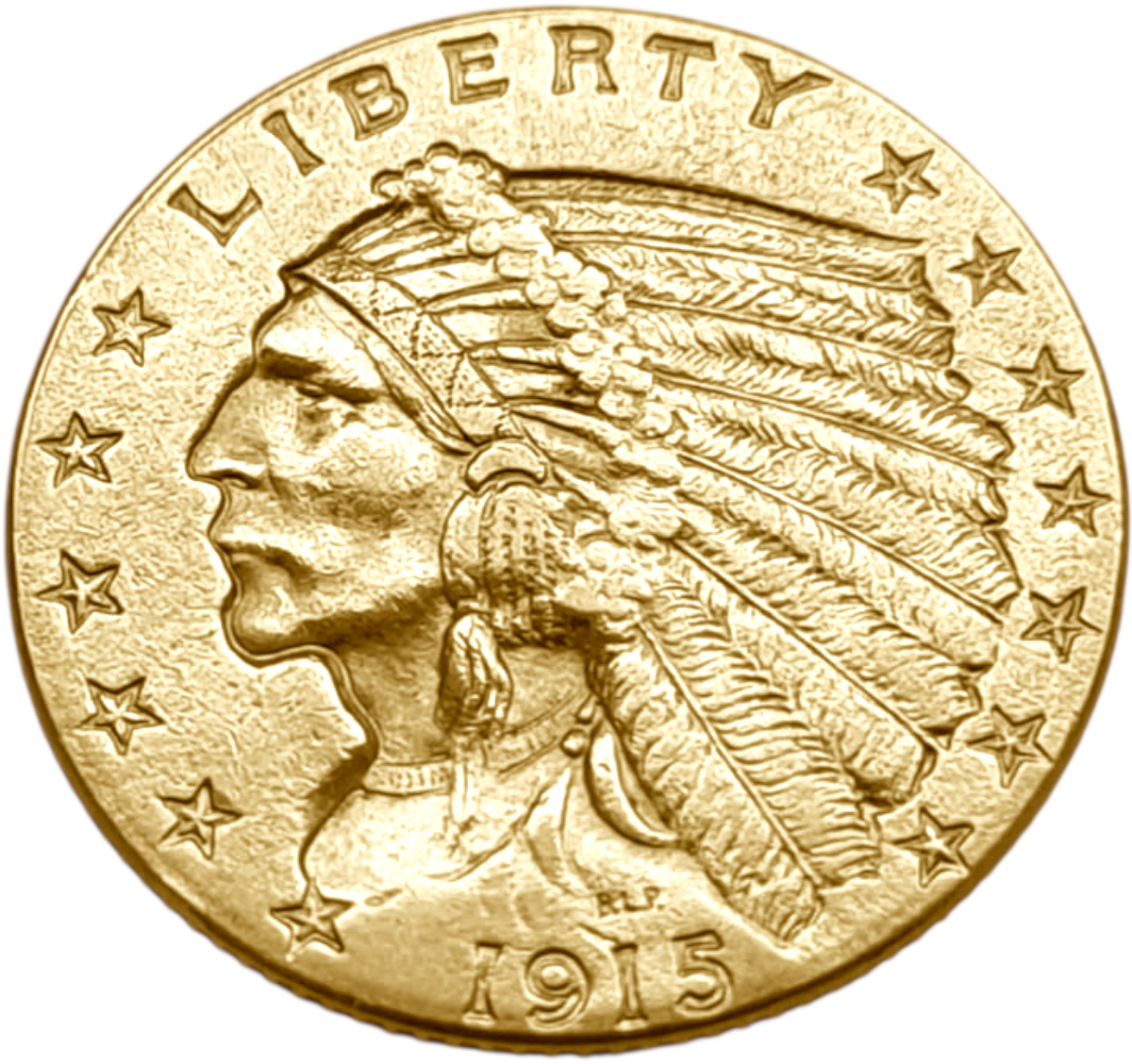 картинка США. 2 1/2 Доллара 1915 г. Золото. 4.18г*0.900 0.121 oz. от магазина Одежда+