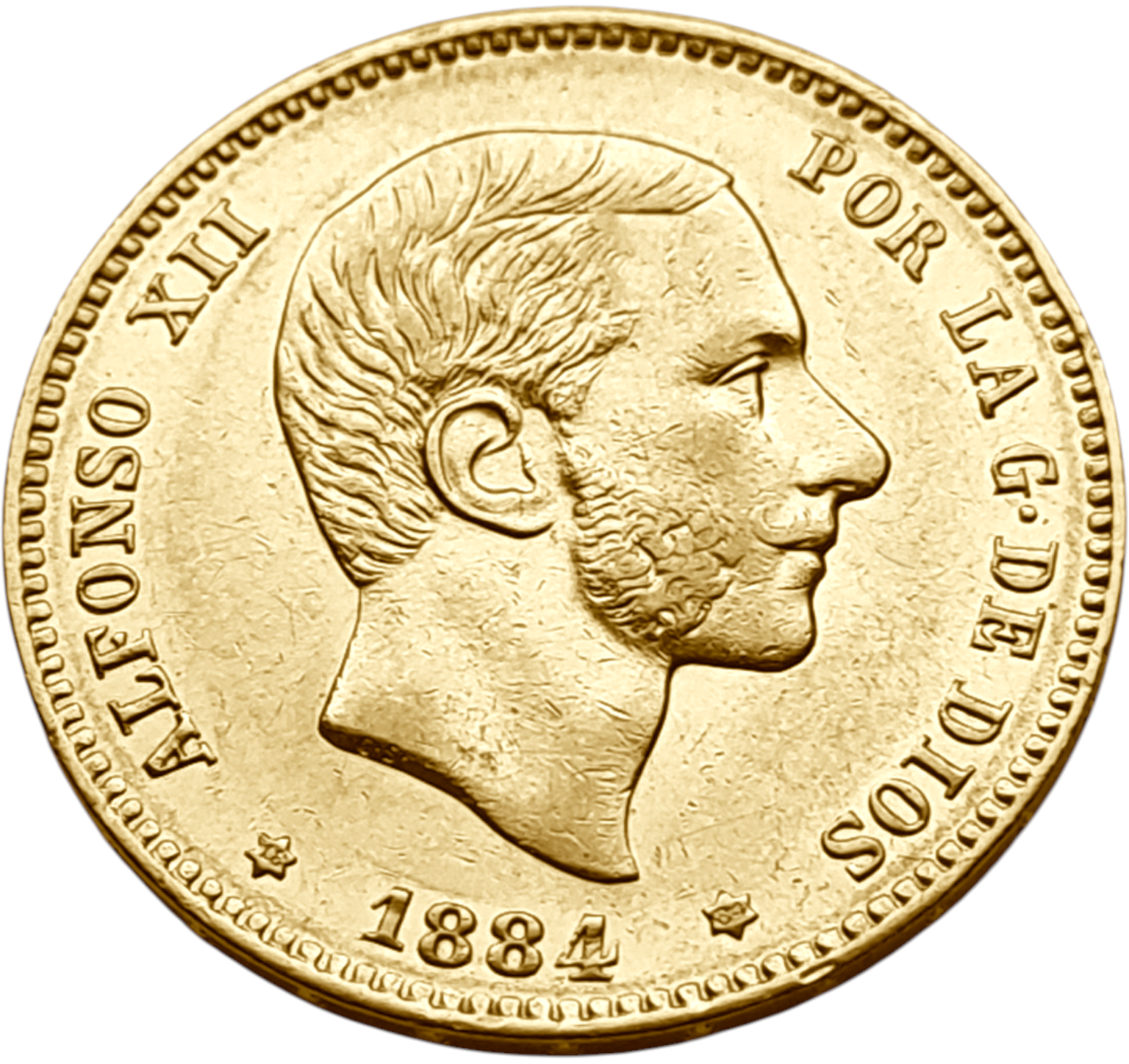 картинка Испания. 25 Песет 1884 (1884) г. Золото. 8.0645 г*0.900 0.2333 oz. от магазина Одежда+
