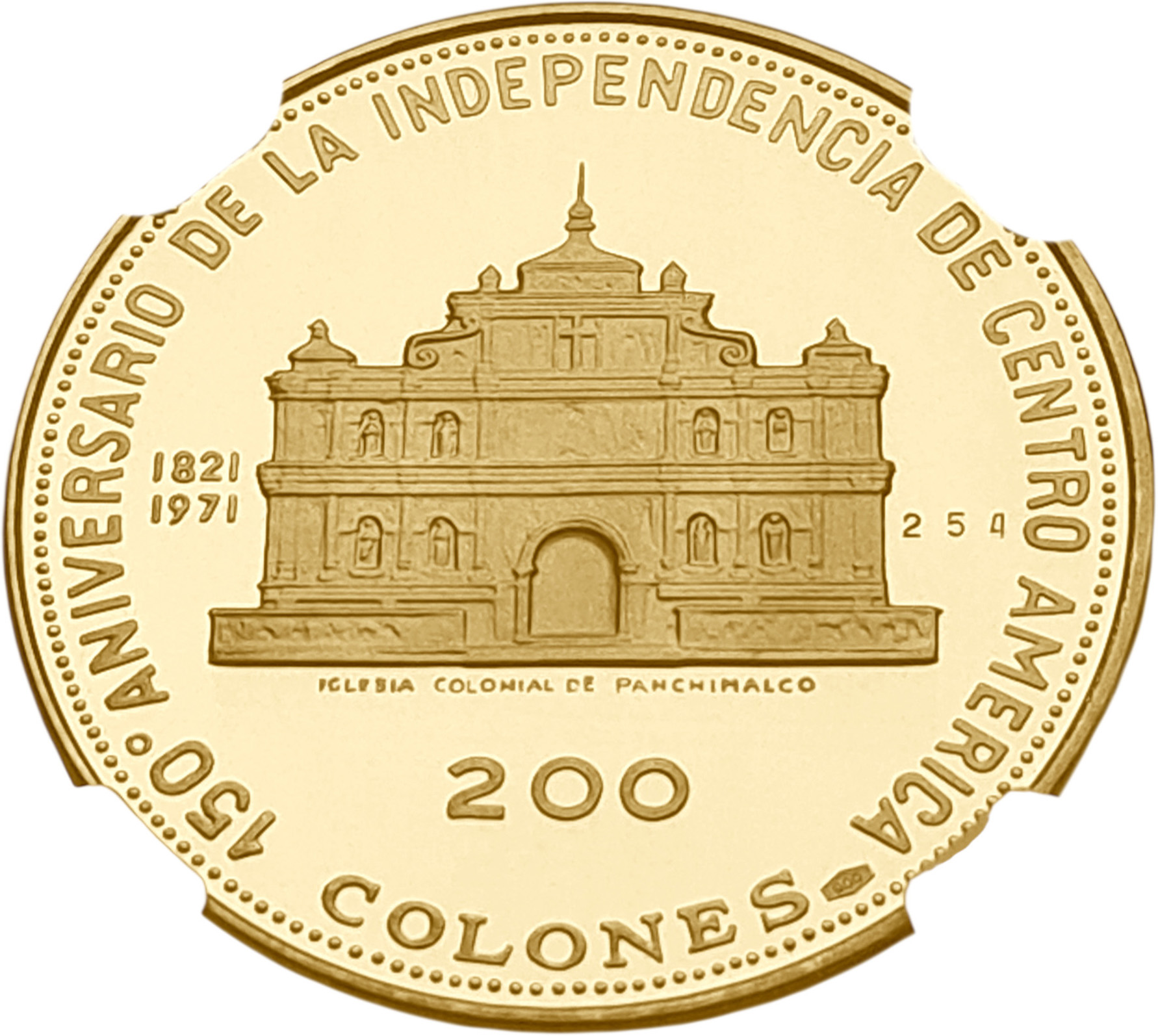 картинка Сальвадор. 200 Колон 1971 г. Золото. 23.6 г*0.900 0.6829 oz. СЛАБ NGC PF 67 ULTRA CAMEO! от магазина Одежда+