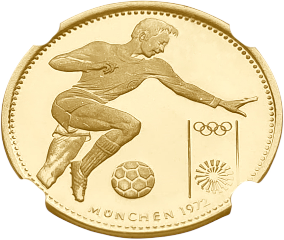 картинка Парагвай. 1500 Гуарани 1972 г. Золото. 10.7 г*0.900 0.3096 oz. Футбол! СЛАБ NGC PF 68 ULTRA CAMEO! от магазина Одежда+
