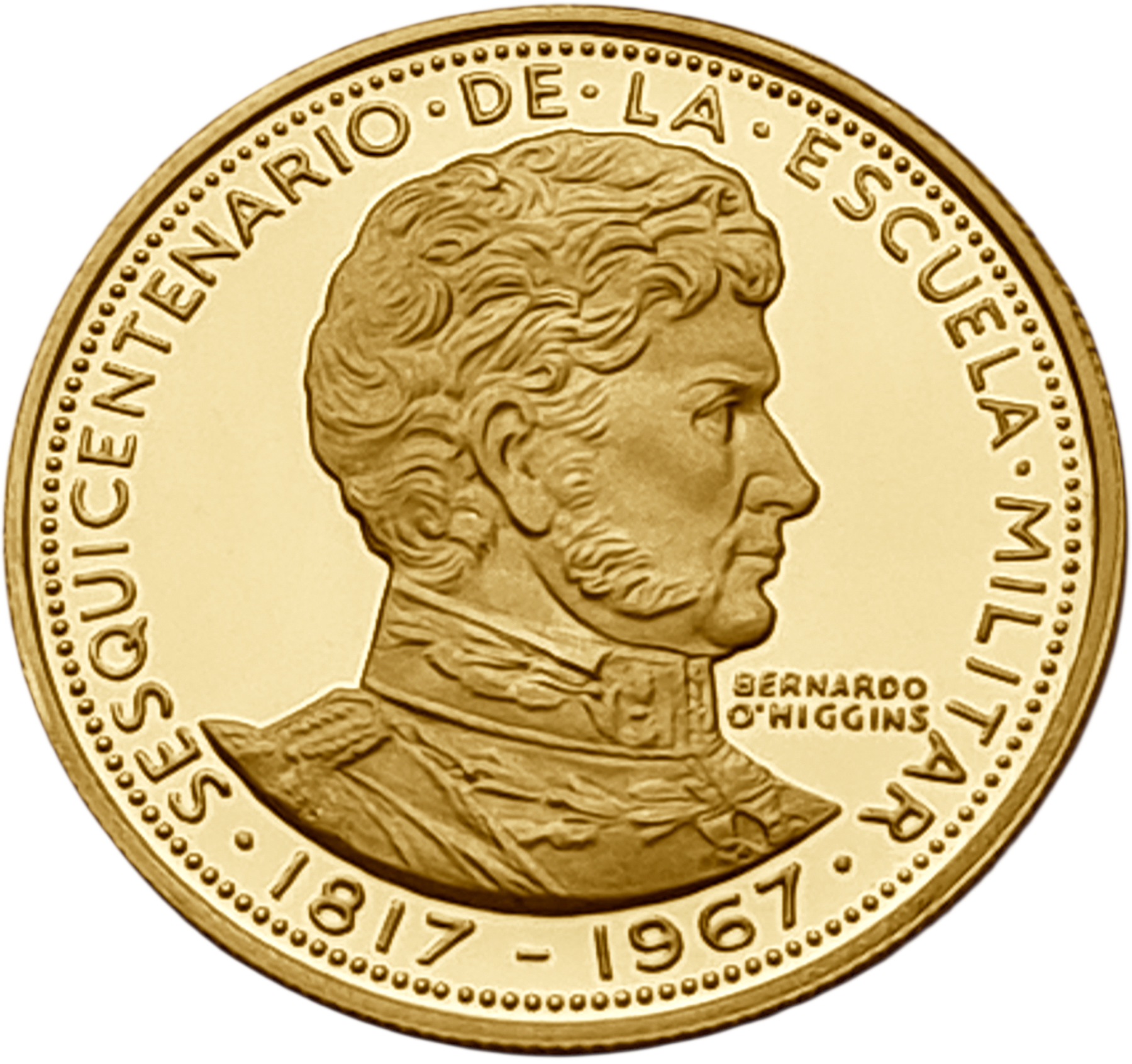 картинка Чили. 50 Песо 1968 г. Золото. 10.17 г*0.900 0.2943 oz. 150 лет Военной Академии! СЛАБ CPRC PF 67 ULTRA CAMEO! от магазина Одежда+