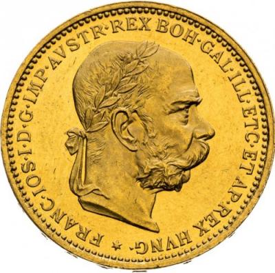 картинка 20 крон. 1892-1905 гг. Франц Иосиф I.  Au 6.1 г. от магазина Одежда+