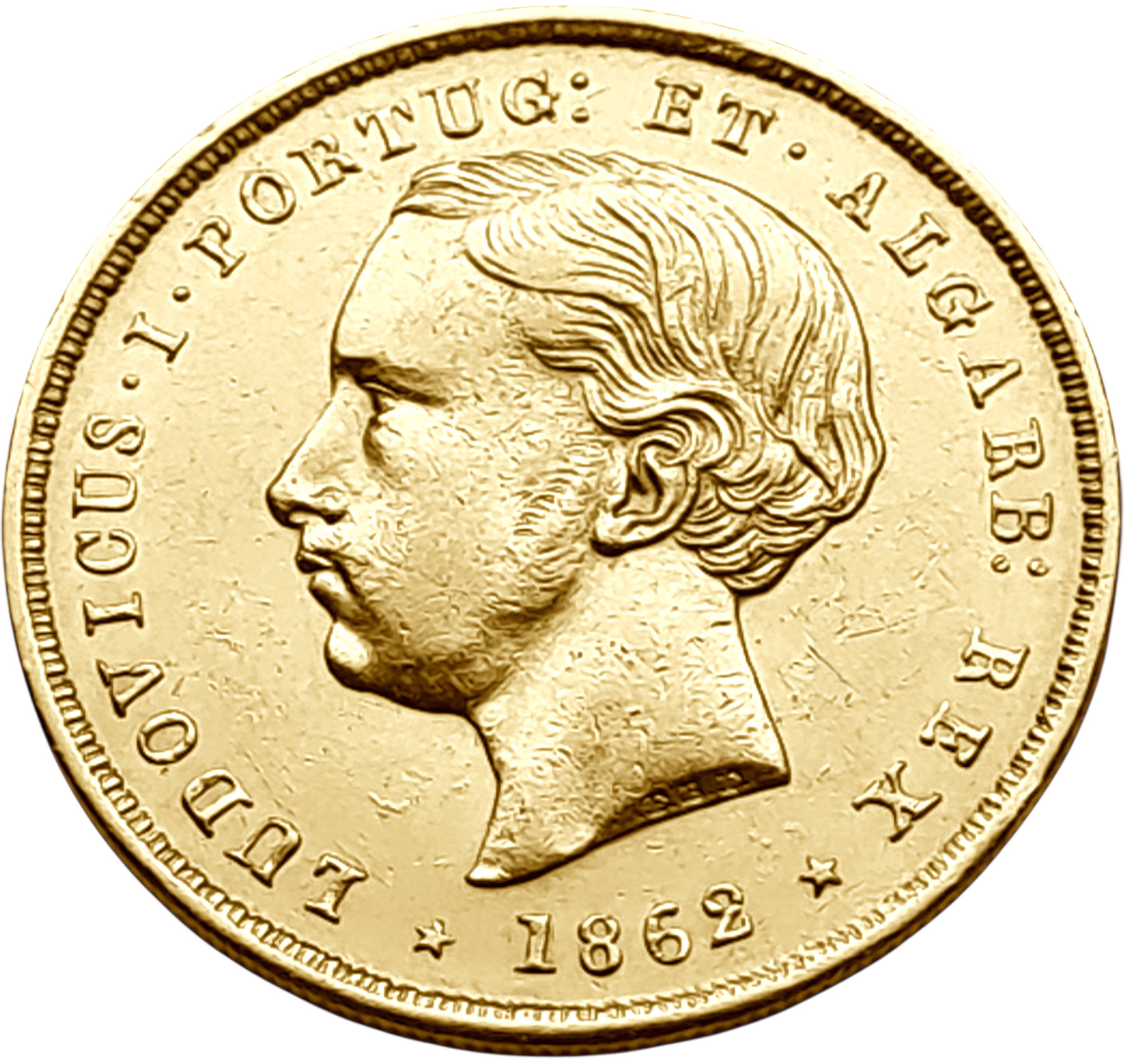 картинка Португалия. 5000 Рейс 1862 г. Золото. 8.8675 г*0.917 0.2614 oz. от магазина Одежда+