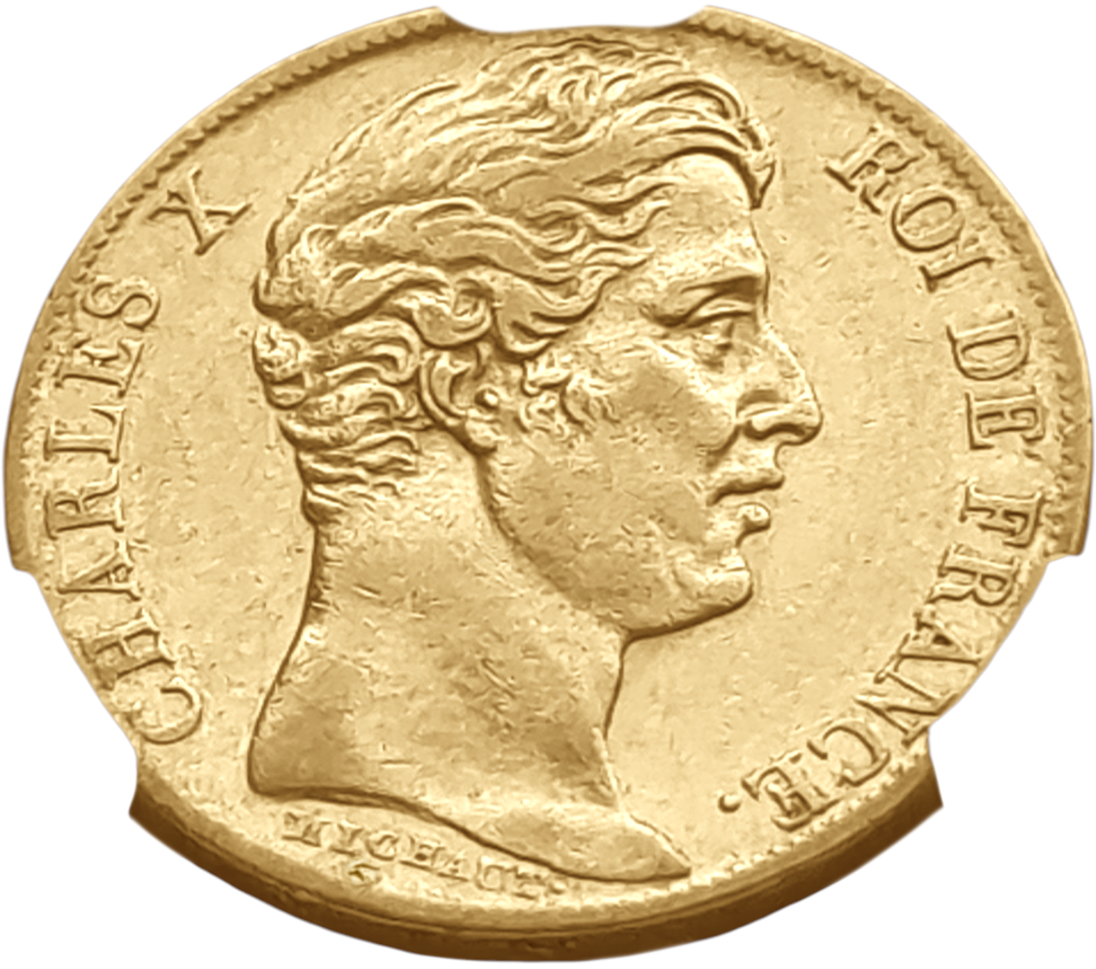 картинка Франция. 20 Франков 1828 г. Золото. 6.4516 г*0.900 0.1867 oz. СЛАБ CPRC AU 53! от магазина Одежда+