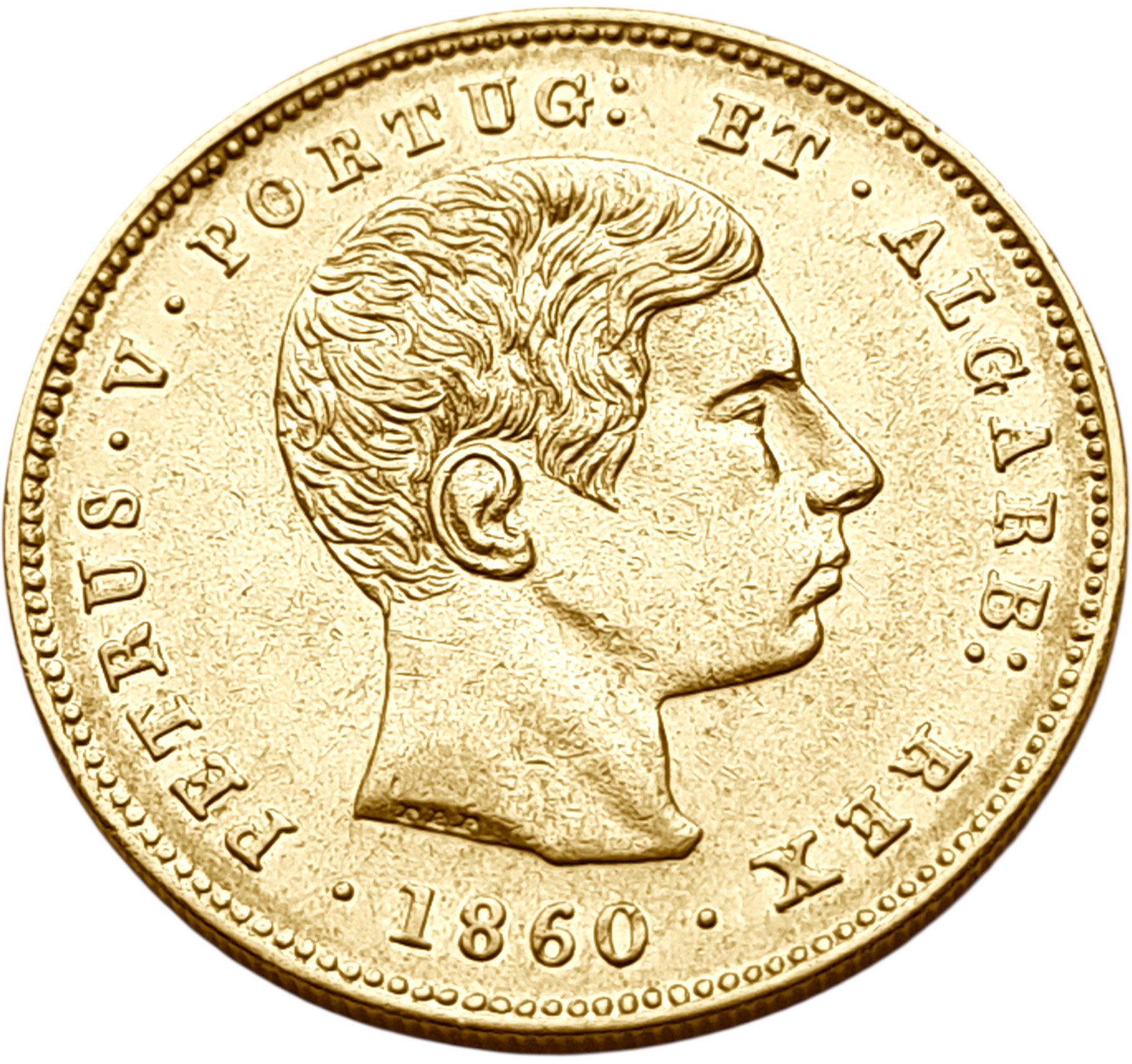 картинка Португалия. 5000 Рейс 1860 г. Золото. 8.8675 г*0.9167 0.2613 oz. от магазина Одежда+