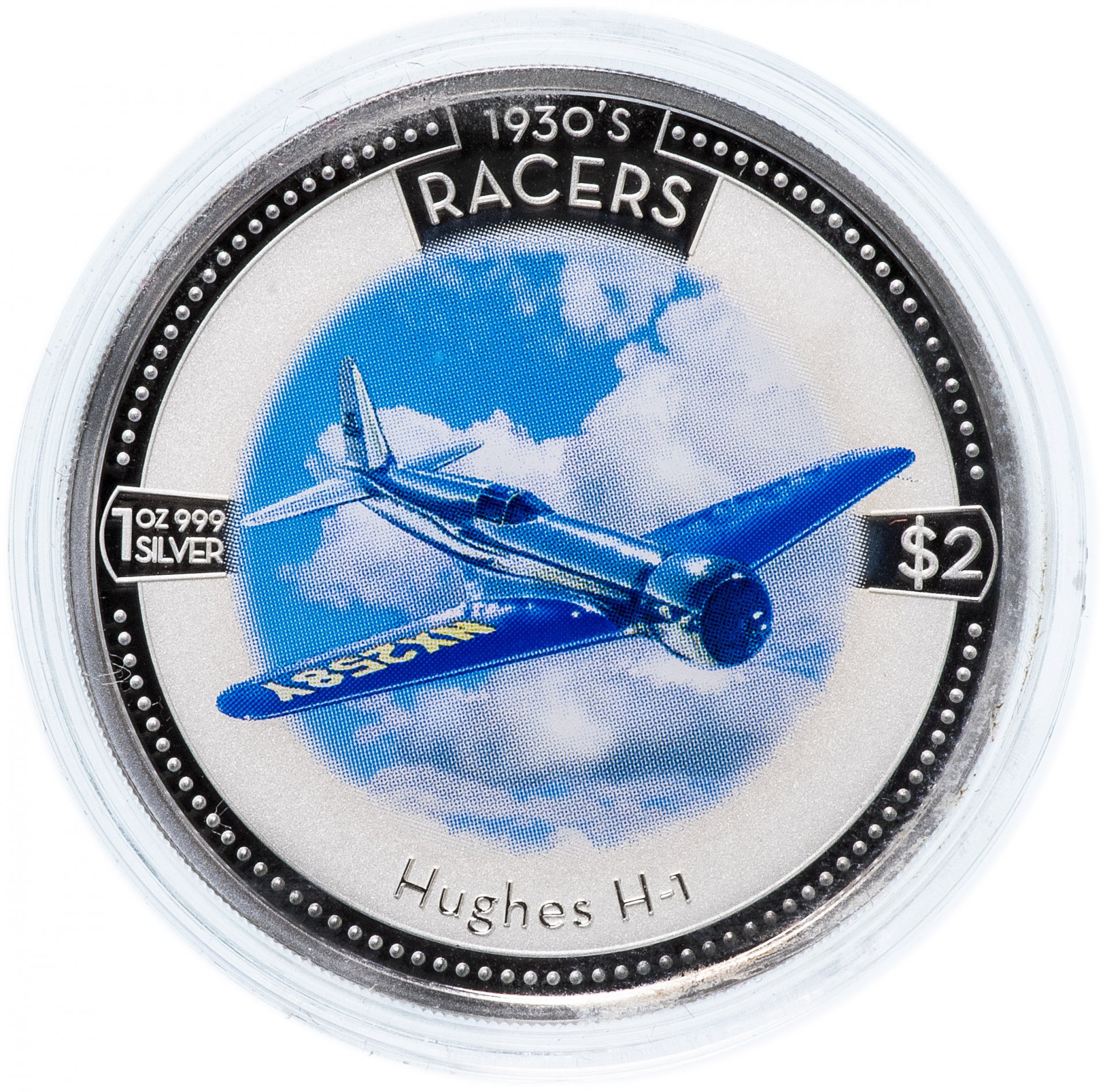 картинка 2 доллара. 2006 г. Воздушные гонки 1930-х - Hughes H-1 Racer Самолет Хьюз. Ag 31.1 г от магазина Одежда+