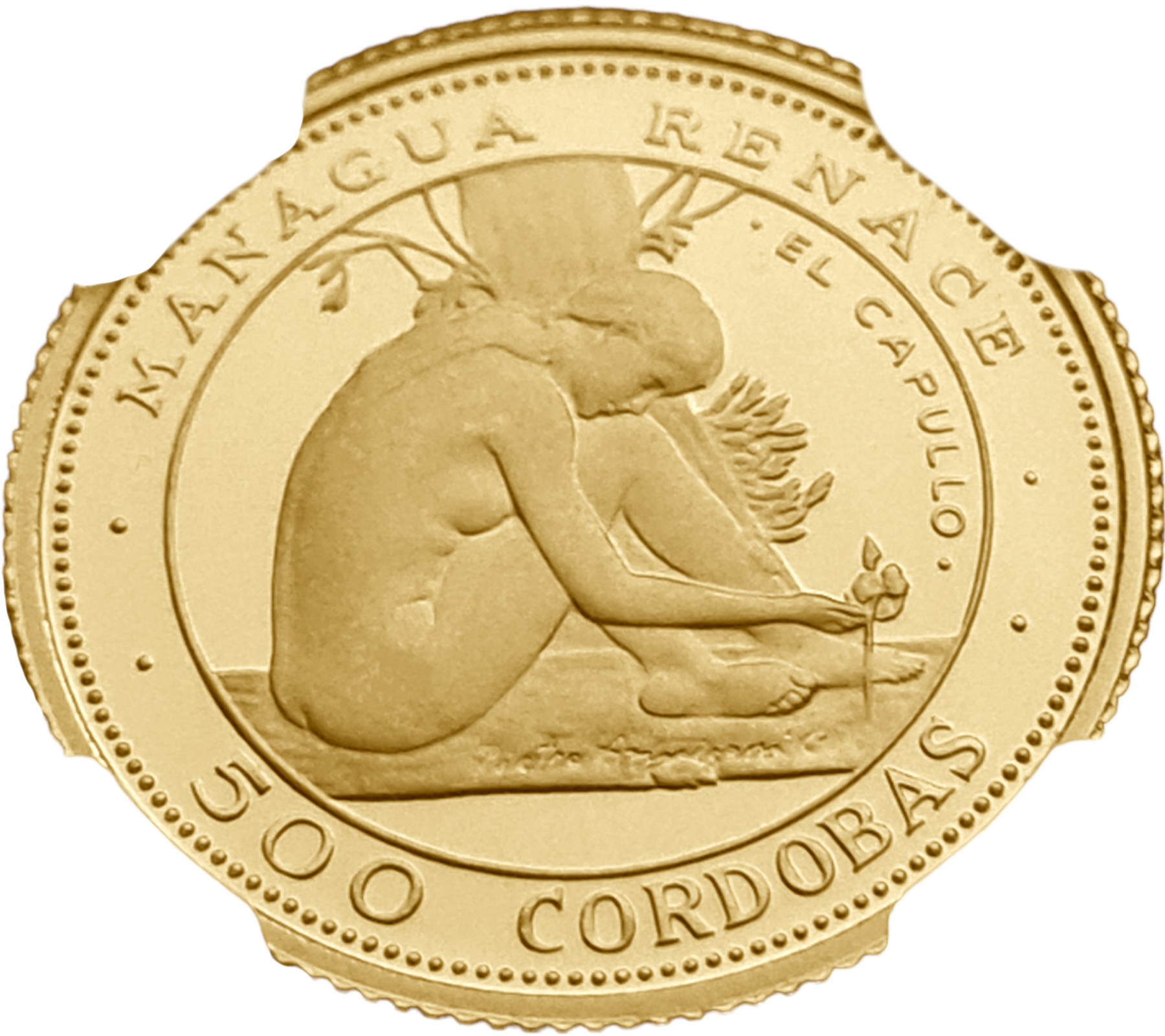 картинка Никарагуа. 500 Кордоб 1975 г. Золото. 5.4 г*0.900 0.1562 oz. СЛАБ NGC PF 65 ULTRA CAMEO! от магазина Одежда+