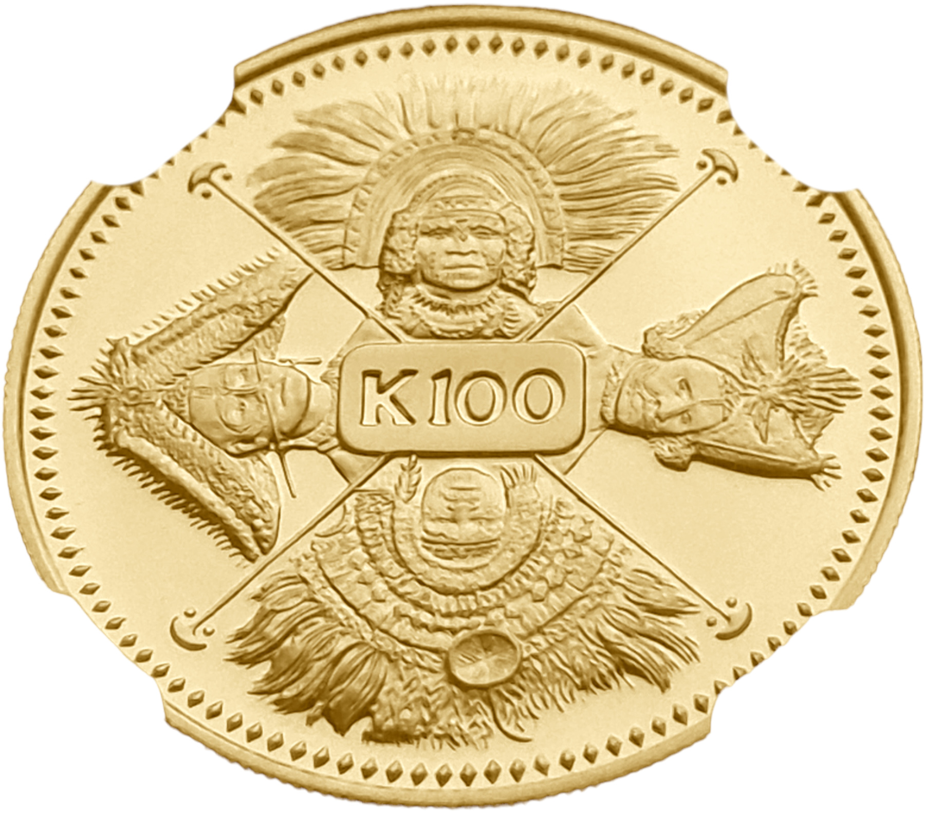 картинка Папуа Новая Гвинея. 100 Кина 1979г. Золото 9.57г*0.900 0.2769 oz. Блистер Монетного Двора! от магазина Одежда+
