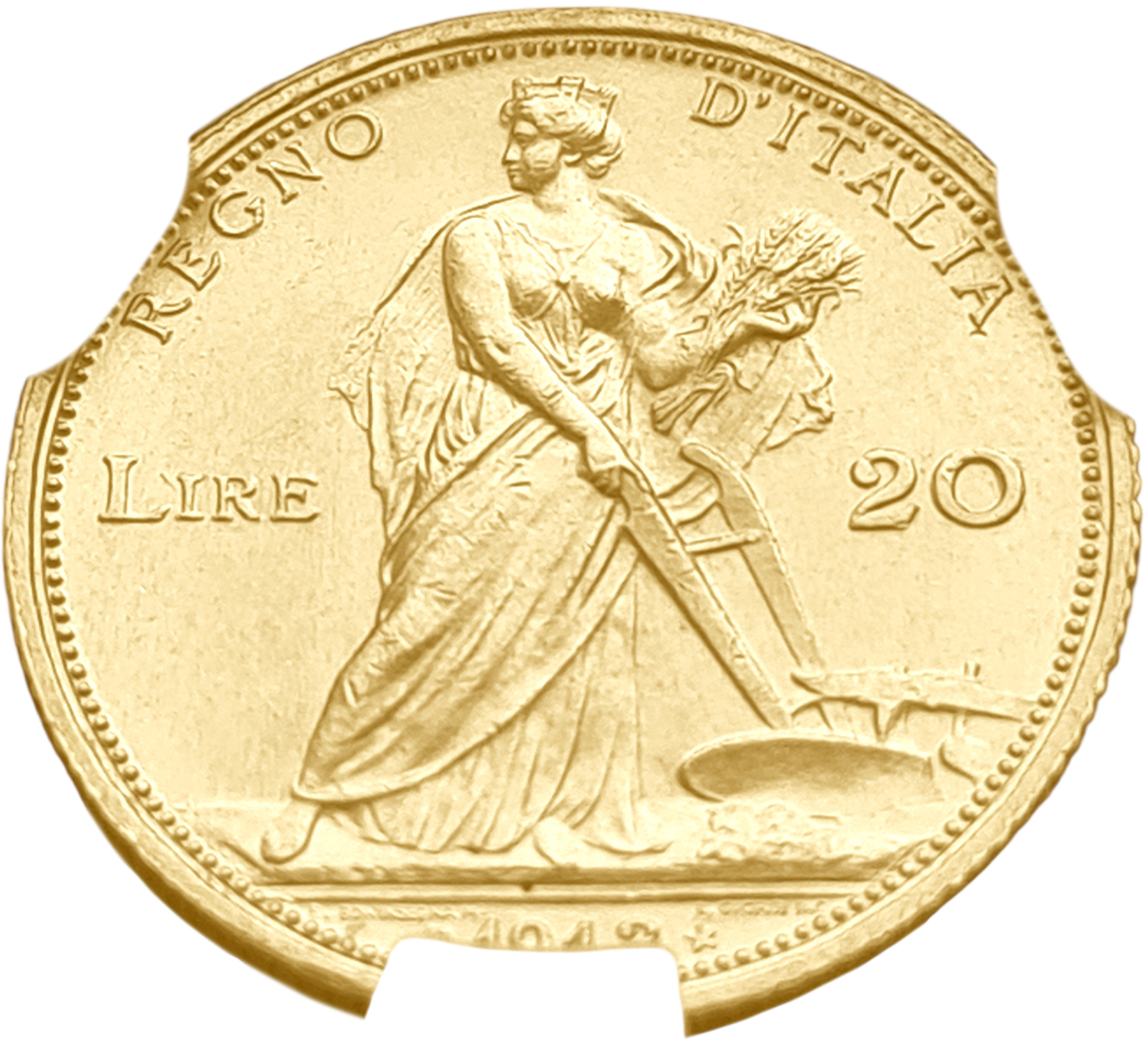 картинка Италия. 20 Лир 1912 г. Золото. 6.4516 г*0.900 0.1867 oz. от магазина Одежда+