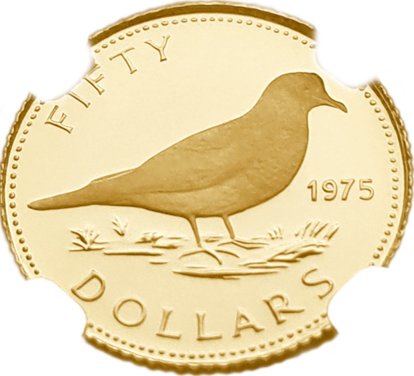картинка Багамы. 50 Долларов 1975 г. Золото. 2.73 г*0.917 0.0805 oz. СЛАБ NGC PF 69 ULTRA CAMEO! от магазина Одежда+