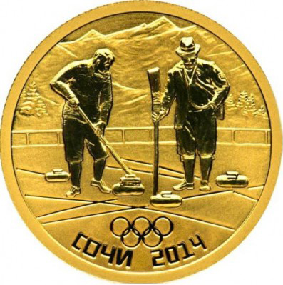 картинка 50 рублей. 2014 г. Керлинг. Олимпиада Сочи. Au 7.78 г. от магазина Одежда+