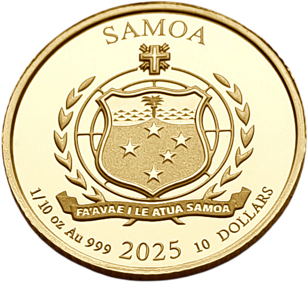 картинка Самоа. 10 Долларов 2025 г. Золото. 3.11 г*0.999 0.1 oz. Золотой Орел! от магазина Одежда+ 2