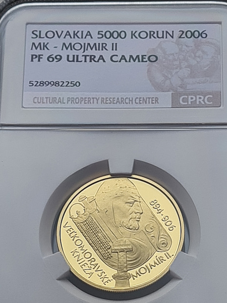 картинка Словакия. 5000 крон 2006 г. Золото. 9,5 гр*0.900 0,2749 oz. Моймир II. Оригинальная Коробка и Сертификат! от магазина Одежда+ 3