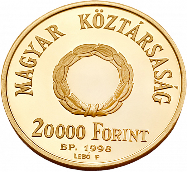 картинка Венгрия. 20000 форинтов 1998 г. Золото. 6.982 г*0.986 0.2213 oz. Лайош Баттьяни! от магазина Одежда+ 2