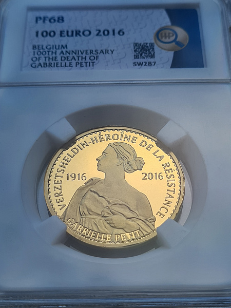картинка Бельгия. 100 Евро 2016г. Золото. 15.55 г*0.999 0.5 oz. Героиня Сопротивления! ТИРАЖ 300 ШТ! от магазина Одежда+ 3
