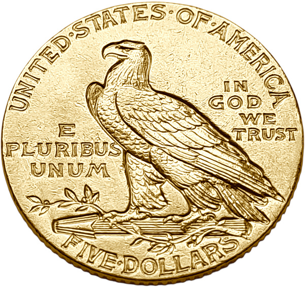 картинка США. 5 Долларов 1911 г. Золото. 8.359 г*0.900 0.2419 oz. от магазина Одежда+ 2