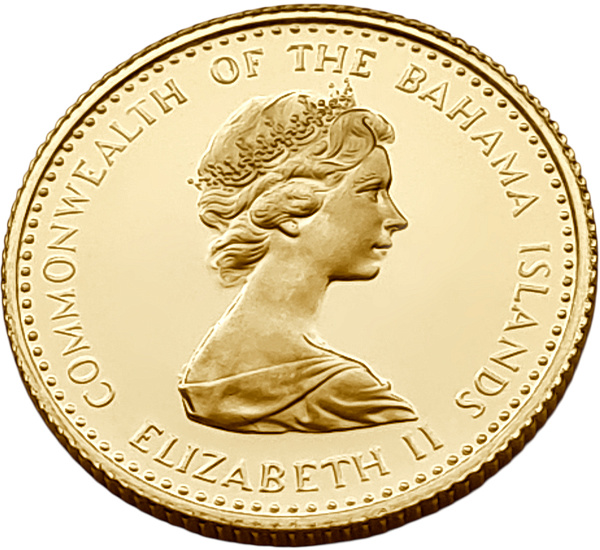 картинка Багамские острова. 20 Долларов 1971 г. Золото. 7.988 г*0.917 0.2355 oz. Пруф! от магазина Одежда+ 2