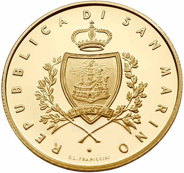 картинка Сан-Марино. 20 Евро 2008 г. Золото. 6.45 г*0.900 0.1866 oz. Пруф! от магазина Одежда+ 2