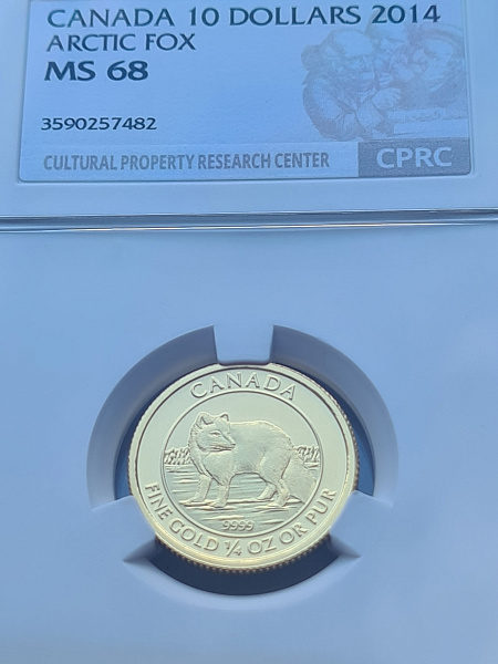 картинка Канада. 10 Долларов 2014 г. Золото. 7.8 г*0.9999 0.2507 oz. Полярная Лиса (Песец)! от магазина Одежда+ 3