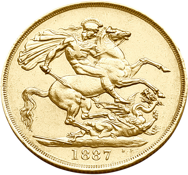 картинка Великобритания. 2 Фунта 1887 г. Золото. 15.9761 г*0.917 0.471 oz. от магазина Одежда+ 2