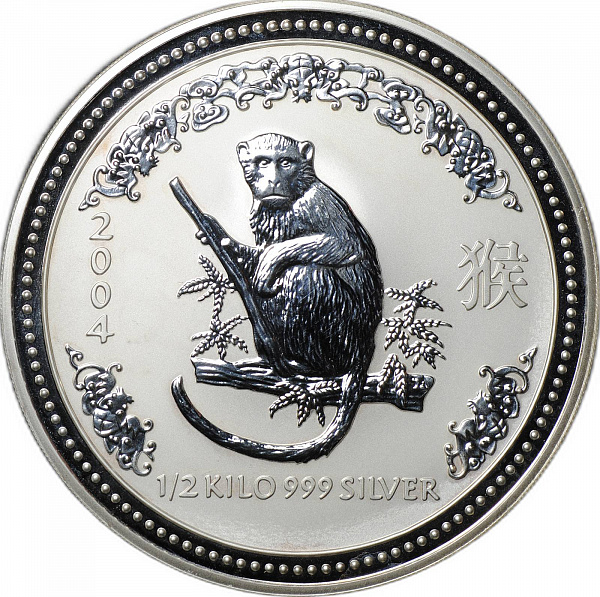 картинка 15 долларов. 2004 г. Лунный календарь - год обезьяны. Ag 500 г. от магазина Одежда+