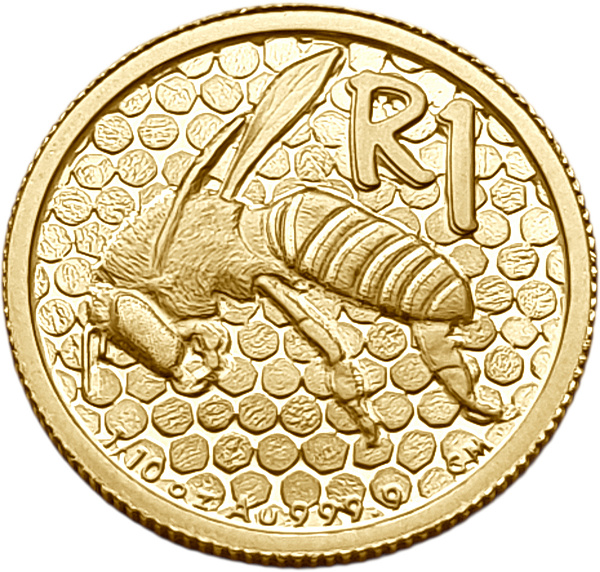 картинка ЮАР. 1 Ранд 2011 г. Золото. 3.11 г*0.9999 0.1 oz. Пчела! от магазина Одежда+