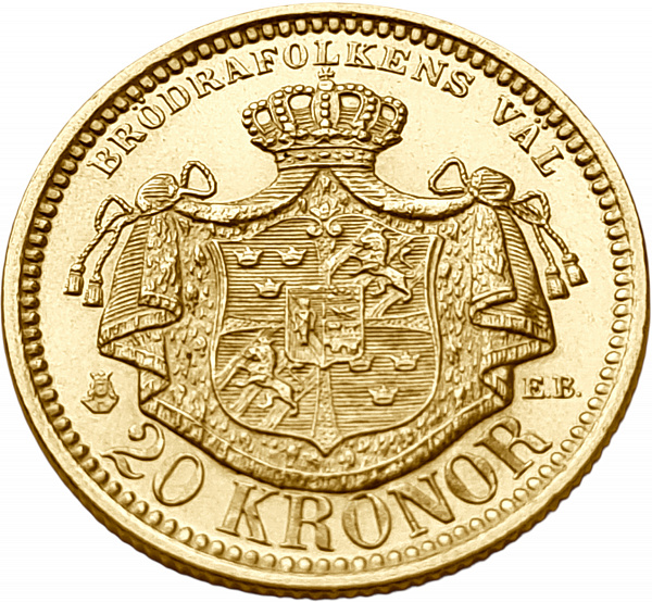 картинка Швеция. 20 Крон 1898 г. Золото. 8.9606 г*0.900 0.2593 oz. от магазина Одежда+ 2