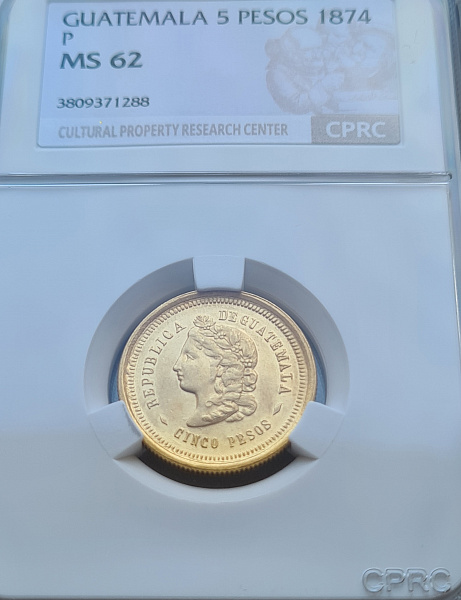 картинка Гватемала. 5 Песо 1874 г. Золото. 8.0645 г*0.900 0.2333 oz. от магазина Одежда+ 3