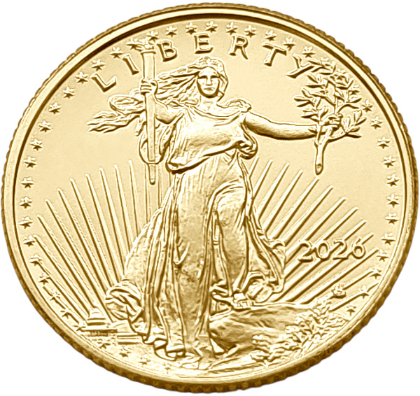 картинка США. 5 Долларов 2026 г. Золото. 3.393 г*0.917 0.1 oz. от магазина Одежда+ 2