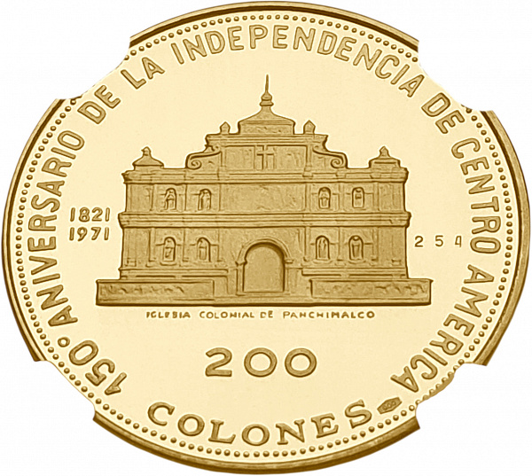 картинка Сальвадор. 200 Колон 1971 г. Золото. 23.6 г*0.900 0.6829 oz. СЛАБ NGC PF 67 ULTRA CAMEO! от магазина Одежда+
