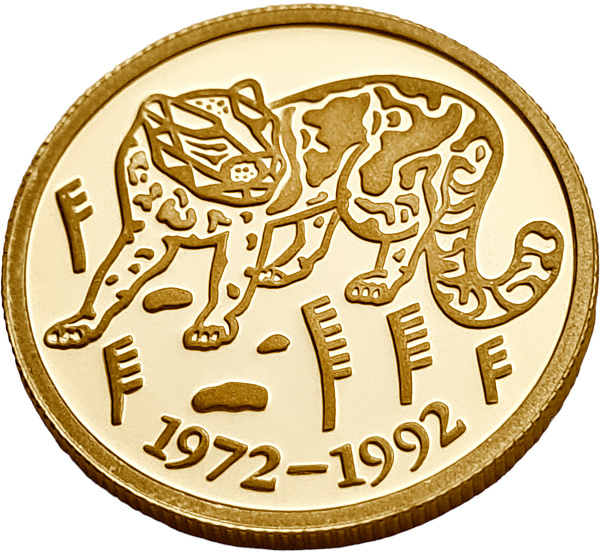 картинка Малайзия. 250 Ринггит 1992 г. Золото. 8.6 г*0.900 0.2488 oz. Леопард! от магазина Одежда+