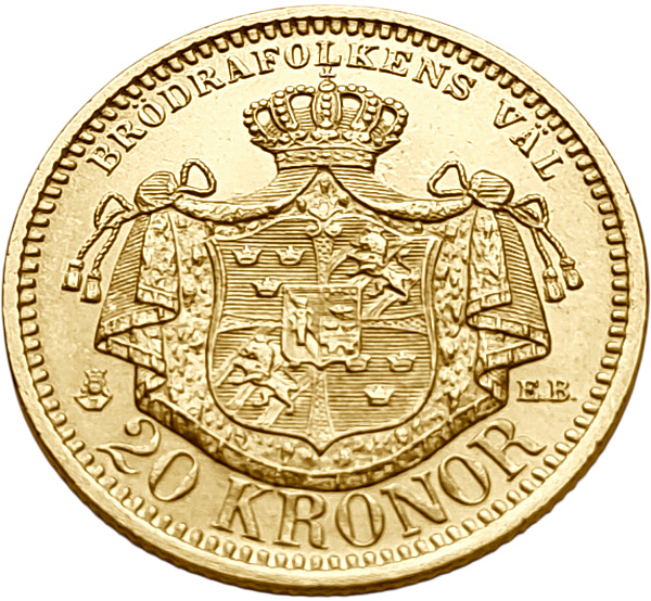 картинка Швеция. 20 Крон 1902 г. Золото. 8.96 г*0.900 0.2593 oz. от магазина Одежда+ 2
