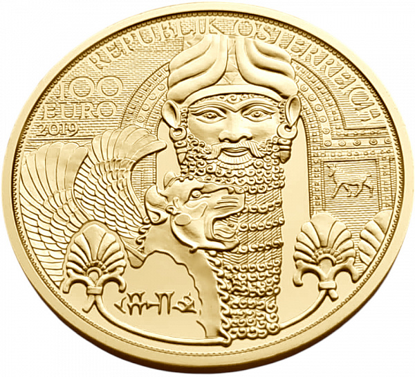 картинка Австрия. 100 евро 2019г. Золото 15.78 г*0.986 0.5 oz. Золото Месопотамии! Ориг. Коробка, Сертификат! от магазина Одежда+