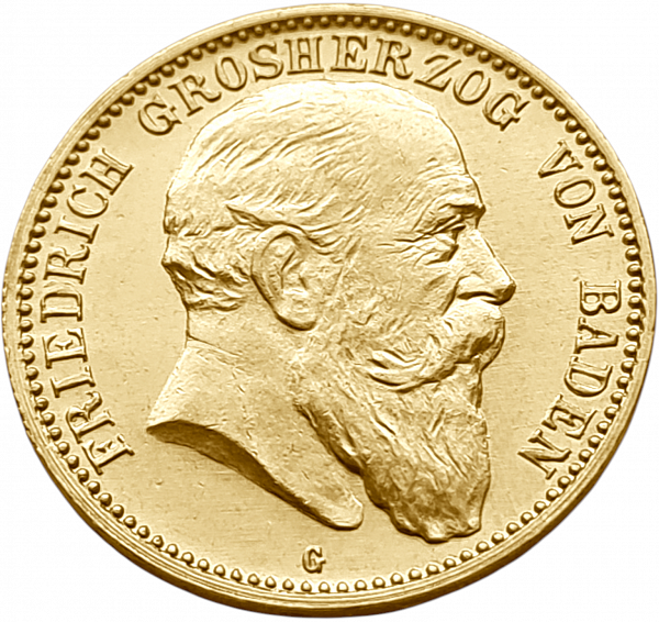 картинка Баден. 10 Марок 1907 г. Золото. 3.982 г*0.900 0.1152 oz. от магазина Одежда+