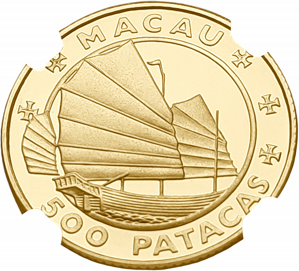 картинка Макао. 500 Патак 1988 г. Золото. 7.99 г*0.917 0.2355 oz. Формула-1. СЛАБ NGC PF 68 ULTRA CAMEO! от магазина Одежда+ 2