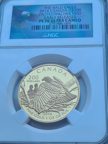 картинка Канада. 200 Долларов 2014г. Золото. 31.11 г*0.999 1.0 oz. ТИРАЖ 350 ЭКЗ! СЛАБ NGC PF 70 ULTRA CAMEO! от магазина Одежда+ 3