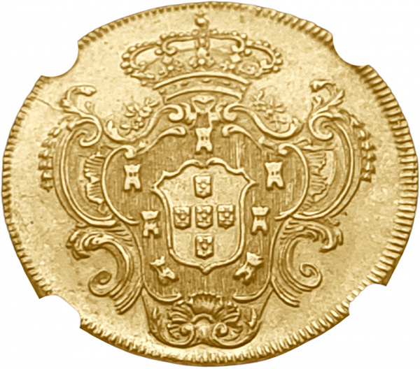 картинка Бразилия. 6400 Рейс 1796 г. Золото. 14.34 г*0.917 0.4229 oz. СЛАБ NGC AU 58! от магазина Одежда+ 2