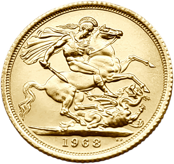 картинка Великобритания. 1 Соверен 1968 г. Золото. 7.99 г*0.9167 0.2355 oz. от магазина Одежда+ 2