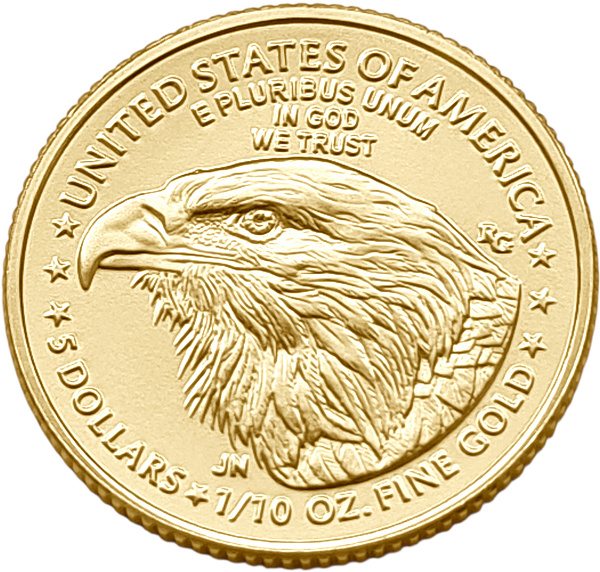 картинка США. 5 Долларов 2026 г. Золото. 3.393 г*0.917 0.1 oz. от магазина Одежда+