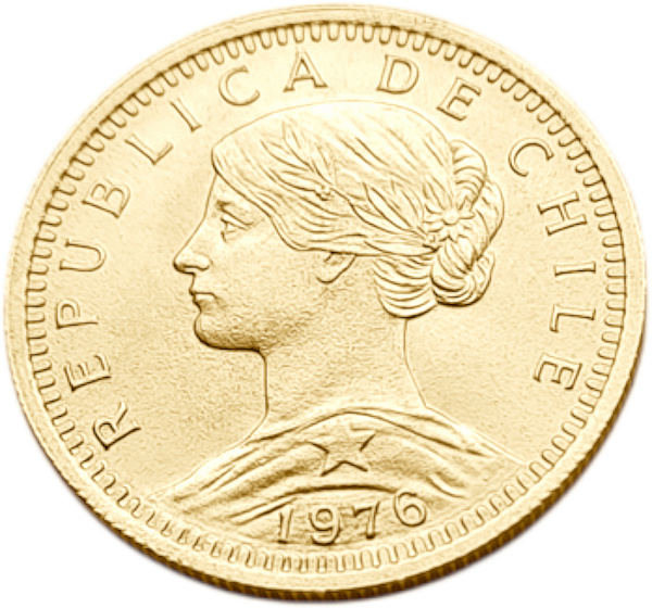 картинка Чили. 20 Песо 1976 г. Золото. 4.0679 г*0.900 0.1177 oz. от магазина Одежда+