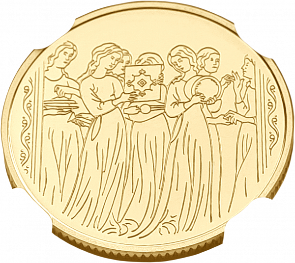 картинка Израиль. 10 Шекелей 1996 г. Золото. 17.28 г*0.900 0.5 oz. Мириам и Женщины! СЛАБ NGC PF 69 ULTRA CAMEO! от магазина Одежда+