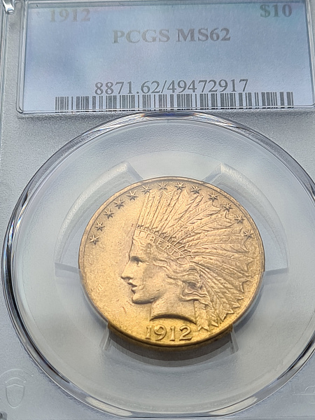 картинка США. 10 Долларов 1912 г. Золото. 16.72 г*0.900 0.4837 oz. СЛАБ PCGS MS 62! от магазина Одежда+ 3