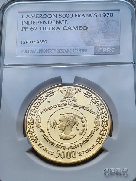 картинка Камерун. 5000 Франков 1970 г. Золото. 17.5 г*0.900 0.5064 oz. Пруф! СЛАБ PCGS PR 64 DCAM! от магазина Одежда+ 3