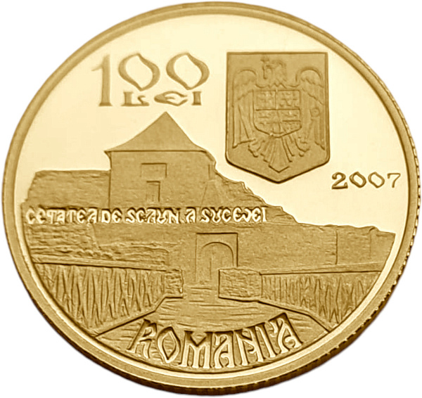 картинка Румыния. 100 Леев 2007г. Золото. 6.452г*0.900 0.1867 oz. Стефан Великий! Пруф! ТИРАЖ 250 ЭКЗ! от магазина Одежда+ 2