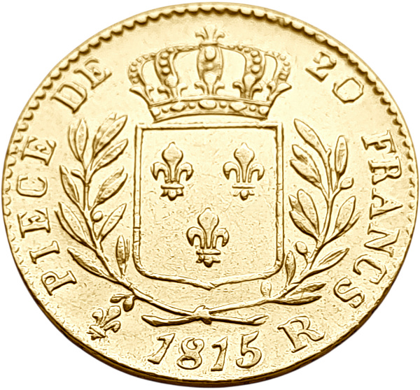 картинка Франция. 20 Франков 1815 г. Золото. 6.4516 г*0.900 0.1867 oz. (R). от магазина Одежда+ 2