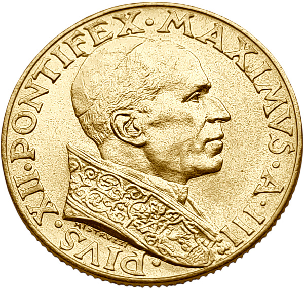 картинка Ватикан. 100 Лир 1941 г. Золото. 5.19 г*0.900 0.1502 oz. от магазина Одежда+ 2