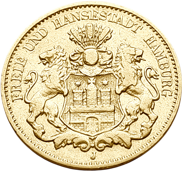 картинка Гамбург. 10 Марок 1875 г. Золото. 3.982 г*0.900 0.1152 oz. от магазина Одежда+