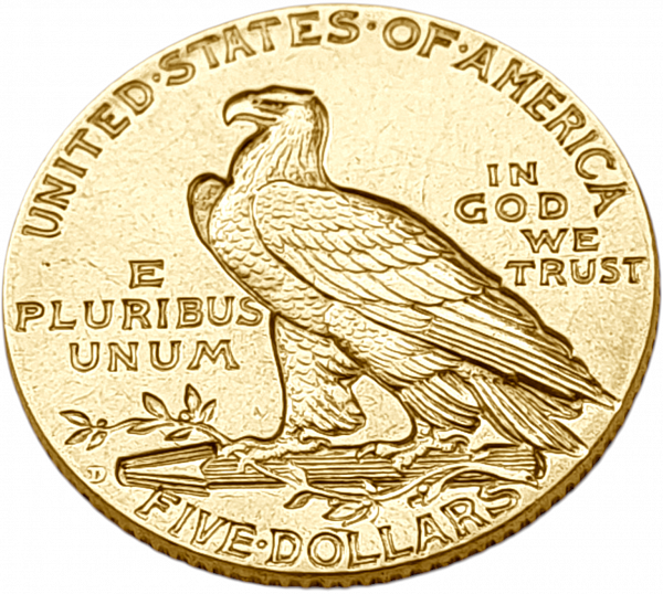 картинка США. 5 Долларов 1910 г. Золото. 8.359 г*0.900 0.2419 oz. (D). от магазина Одежда+ 2