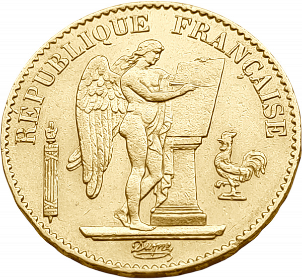 картинка Франция. 20 Франков 1877 г. Золото. 6.45161 г*0.900 0.1867 oz. от магазина Одежда+