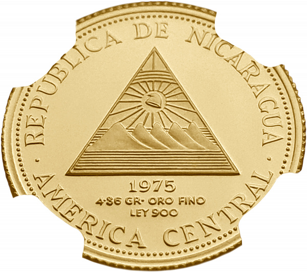 картинка Никарагуа. 500 Кордоб 1975 г. Золото. 5.4 г*0.900 0.1562 oz. СЛАБ NGC PF 65 ULTRA CAMEO! от магазина Одежда+ 2